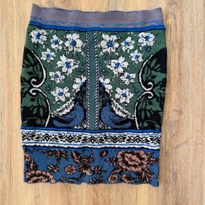 Anthropologie Moth Jacquard Knit Sweater Skirt Floral Size S